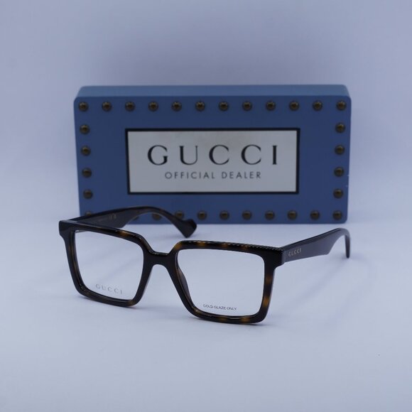Gucci GG1540O 002 Square Eyeglasses Dark Havana 52mm - Picture 1 of 9